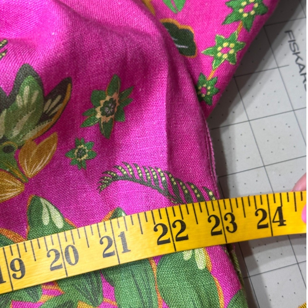 Farm Rio NWT SZ Sm Ana Tie Front Pink Floral Linen Blend Kaftan Midi Dress - Picture 8 of 16